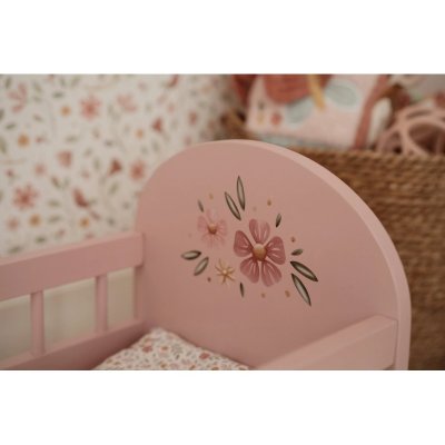 Little Dutch Postýlka pro panenky dřevěná s peřinkou - Pink - obrázek