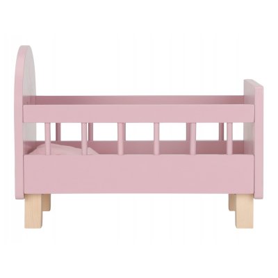 Little Dutch Postýlka pro panenky dřevěná s peřinkou - Pink - obrázek