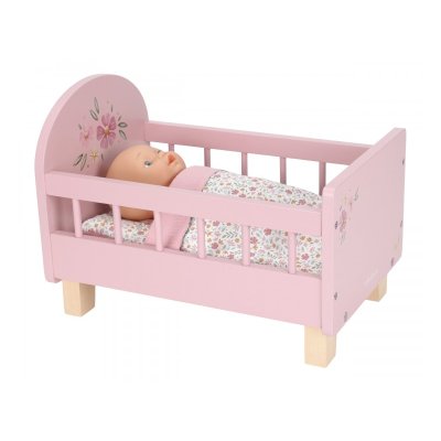 Little Dutch Postýlka pro panenky dřevěná s peřinkou - Pink - obrázek