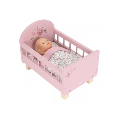 Little Dutch Postýlka pro panenky dřevěná s peřinkou - Pink - obrázek