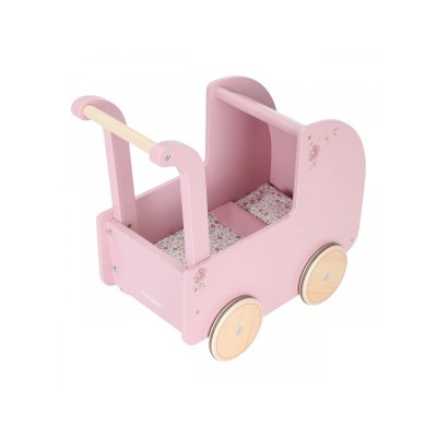 Little Dutch Kočárek pro panenky dřevěný s peřinkou - Pink - obrázek