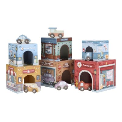 Little Dutch Kostky stohovací s autíčky - obrázek