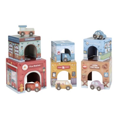 Little Dutch Kostky stohovací s autíčky - obrázek