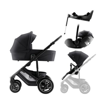 Britax Römer Smile 5Z Set Kompletní kočárek Style + Autosedačka + Základna - Carbon Black