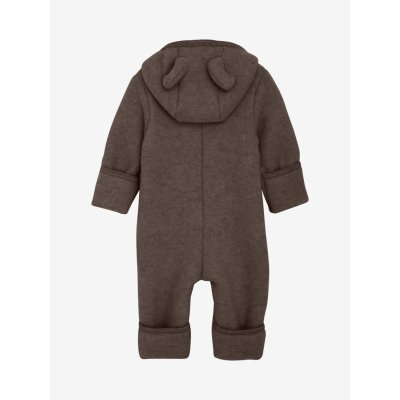 Huttelihut Kombinéza z merino vlny s oušky - Brown Melange, vel. 74 - obrázek