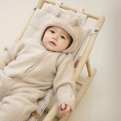 Huttelihut Kombinéza z merino vlny s oušky - Camel Melange, vel. 56