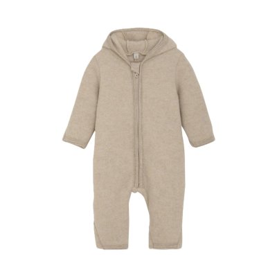 Huttelihut Kombinéza z merino vlny s oušky - Camel Melange, vel. 74 - obrázek