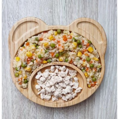 Martons Bambusový talíř s přísavkou + lžička - Medvěd - obrázek