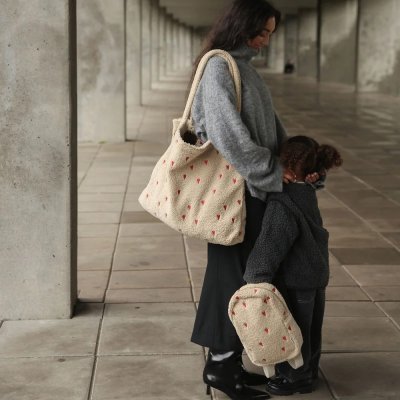 Studio Noos Taška Mom Bag Teddy - Ecru Hearts