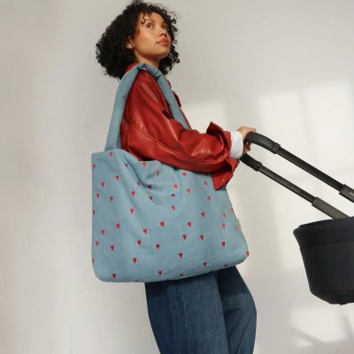 Studio Noos Taška Mom Bag Denim - Blue Hearts