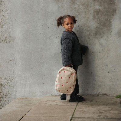 Studio Noos Dětský batůžek Mini Teddy - Ecru Hearts