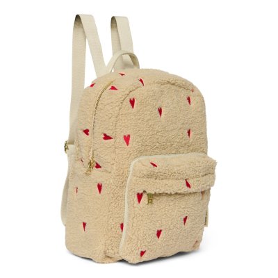 Studio Noos Dětský batoh Midi Teddy - Ecru Hearts - obrázek