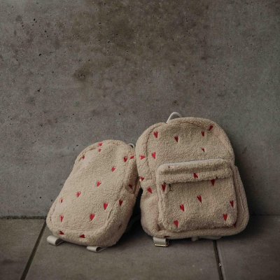 Studio Noos Dětský batoh Midi Teddy - Ecru Hearts