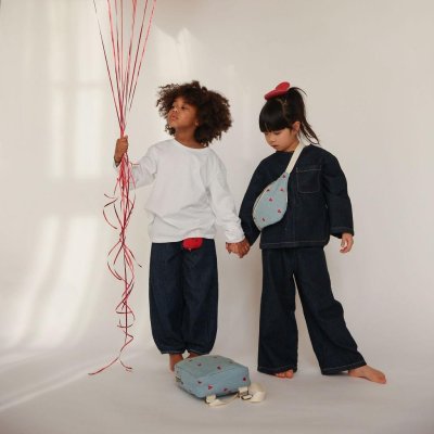 Studio Noos Dětská Crossbody ledvinka Denim - Blue Hearts