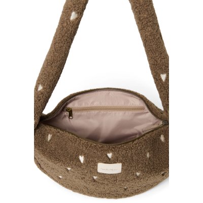 Studio Noos Crossbody taška Mini Teddy - Brown Hearts - obrázek