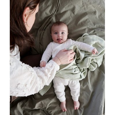 Vinter & Bloom deka Soft Grid Organic - Tender Green - obrázek