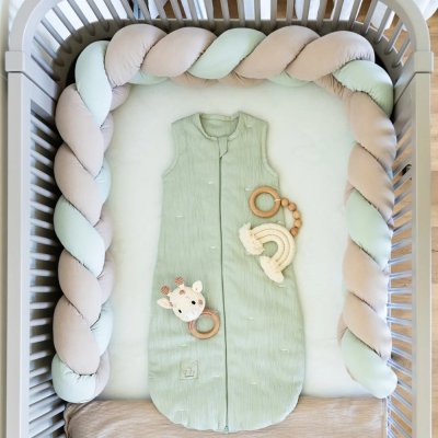 Träumeland Copánkový mantinel Signature - Taupe & Mint, 180 cm - obrázek