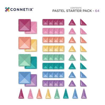 Connetix Magnetická stavebnice - Pastel Starter Pack, 64 ks - obrázek