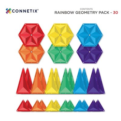 Connetix Magnetická stavebnice - Rainbow Geometry Pack, 30 ks - obrázek