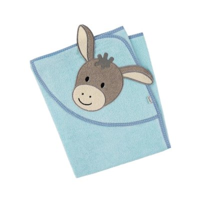 Sterntaler Kojenecká osuška s kapucí 80 x 80 cm - Oslík Emmi Light Blue - obrázek
