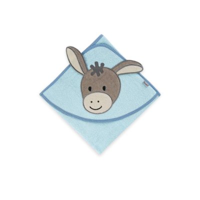 Sterntaler Kojenecká osuška s kapucí 80 x 80 cm - Oslík Emmi Light Blue