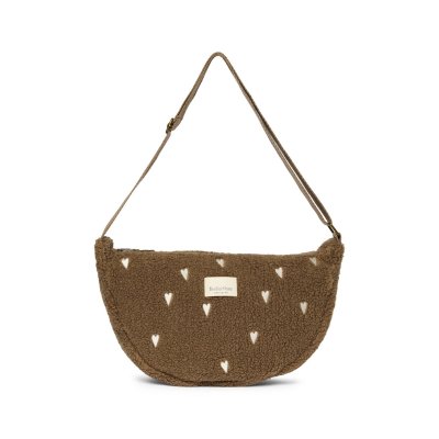 Studio Noos Crossbody ledvinka Teddy - Brown Hearts - obrázek