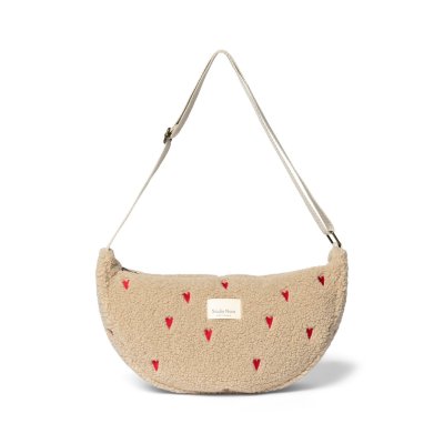 Studio Noos Crossbody ledvinka Teddy - Ecru Hearts - obrázek