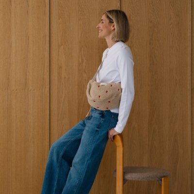 Studio Noos Crossbody ledvinka Teddy - Ecru Hearts