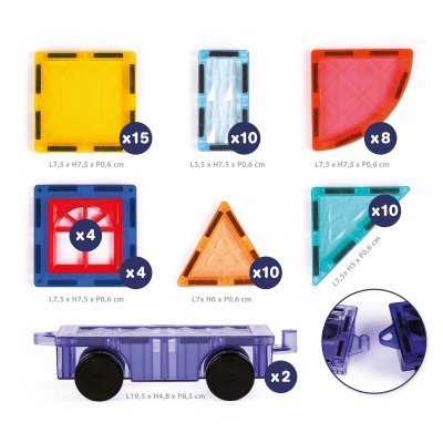 Ludi Magnetická stavebnice s auty 63 ks - obrázek