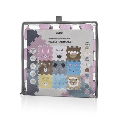 Zopa Pěnová podložka Puzzle 30 x 30 cm, 9 ks - Animals - obrázek