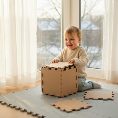 Zopa Pěnová podložka Puzzle 30 x 30 cm, 9 ks - Hazel Brown - obrázek