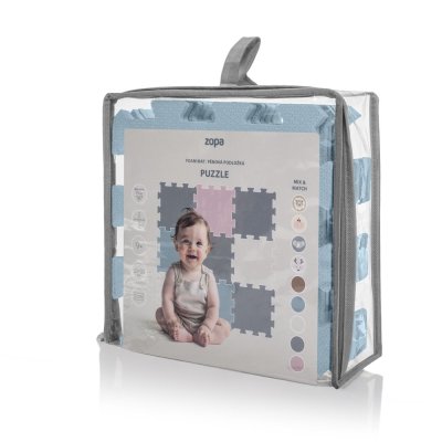 Zopa Pěnová podložka Puzzle 30 x 30 cm, 9 ks - Floral Blue - obrázek