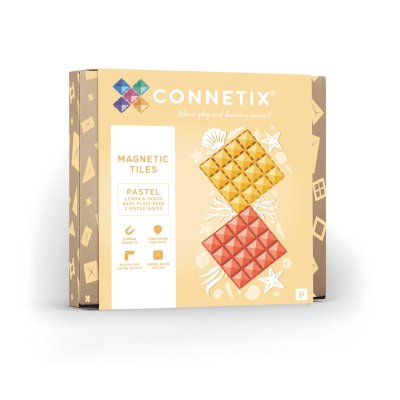 Connetix Magnetická savebnice - Základna Pastel Lemon & Peach Base, 2 ks - obrázek