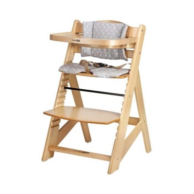 FreeOn Dřevěná jídelní židlička Toby Plus s pultíkem a polstrováním - Nature - obrázek