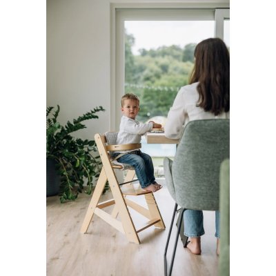 FreeOn Dřevěná jídelní židlička Toby Plus s pultíkem a polstrováním - Nature - obrázek