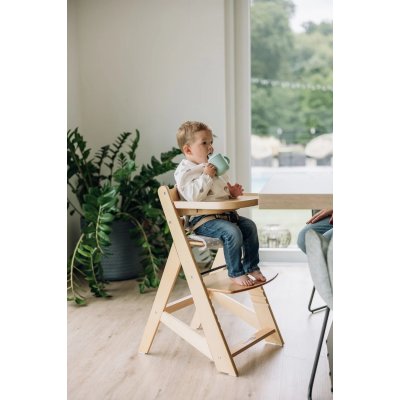 FreeOn Dřevěná jídelní židlička Toby Plus s pultíkem a polstrováním - Nature - obrázek