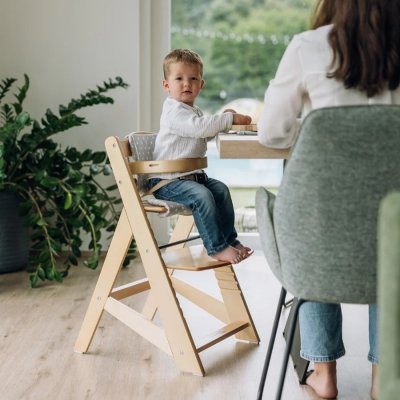 FreeOn Dřevěná jídelní židlička Toby Plus s pultíkem a polstrováním - Nature