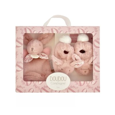 DouDou et Compagnie Dárková krabička Zajíček 15 cm - Růžová - obrázek