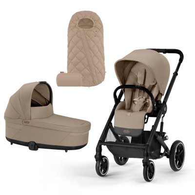 Cybex Balios S Lux Kompletní kočárek + Fusak Snogga - Black/Almond Beige