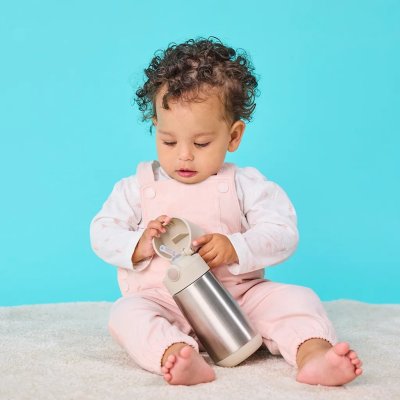 b.box Termoska na pití s brčkem 350 ml - Béžová - obrázek