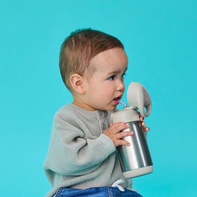 b.box Termoska na pití s brčkem 350 ml - Béžová - obrázek