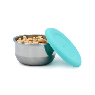 Melii Nerezová dóza se silikonovým víčkem 89 ml, 3 ks - Zelená/Modrá - obrázek