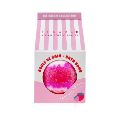 Inuwet Šumivá bomba do koupele Ice Cream - Strawberry