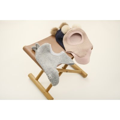 HutteliHut Vlněná kukla s ušima - Medium Grey Melange, vel. 50 - obrázek