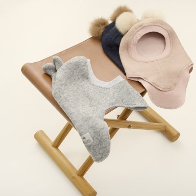 HutteliHut Vlněná kukla s ušima - Medium Grey Melange, vel. 50