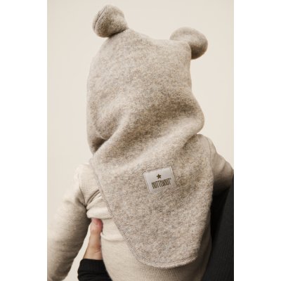 HutteliHut Vlněná kukla s ušima - Camel Melange, vel. 50 - obrázek