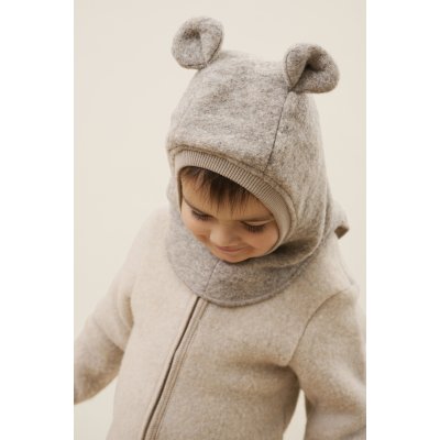 HutteliHut Vlněná kukla s ušima - Camel Melange, vel. 50 - obrázek