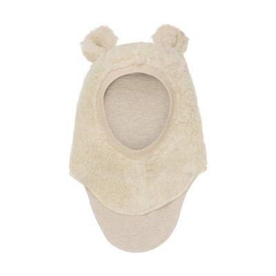 HutteliHut Vlněná kukla s ušima Teddy - Cement, vel. 52