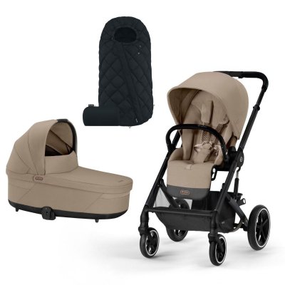 Cybex Balios S Lux Kompletní kočárek + Fusak Snogga Black - Black/Almond Beige