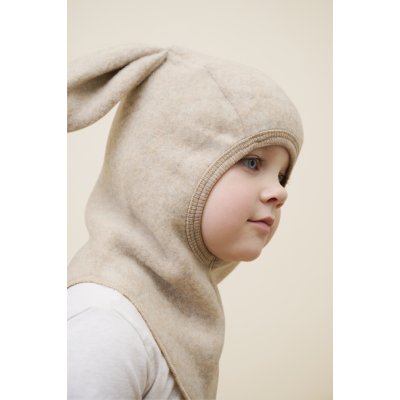 HutteliHut Vlněná/Fleecová kukla s oušky - Camel Melange, vel. 48 - obrázek